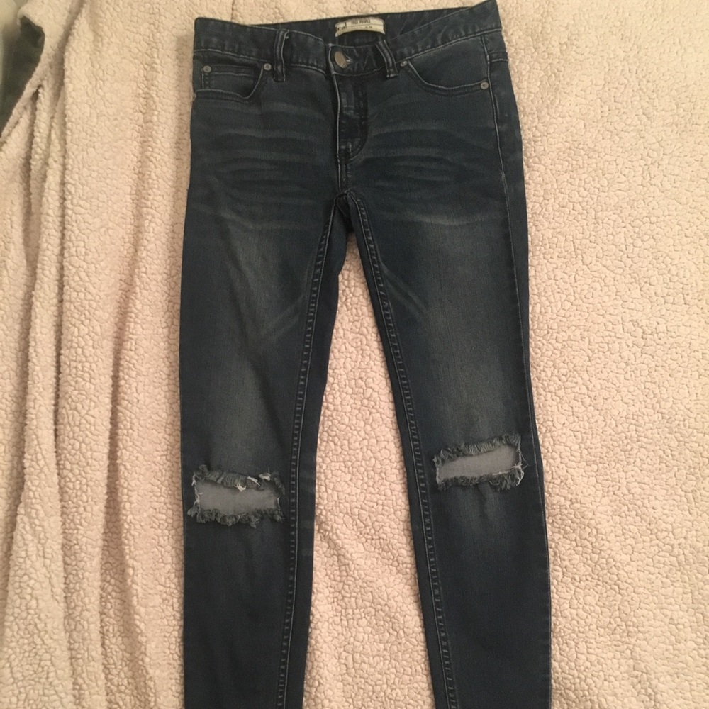 Free people distressed knee skinny jeans